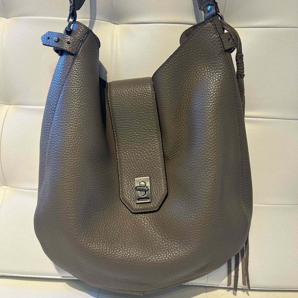 Rebecca Minkoff Gray Pebbled Leather Hobo Bag